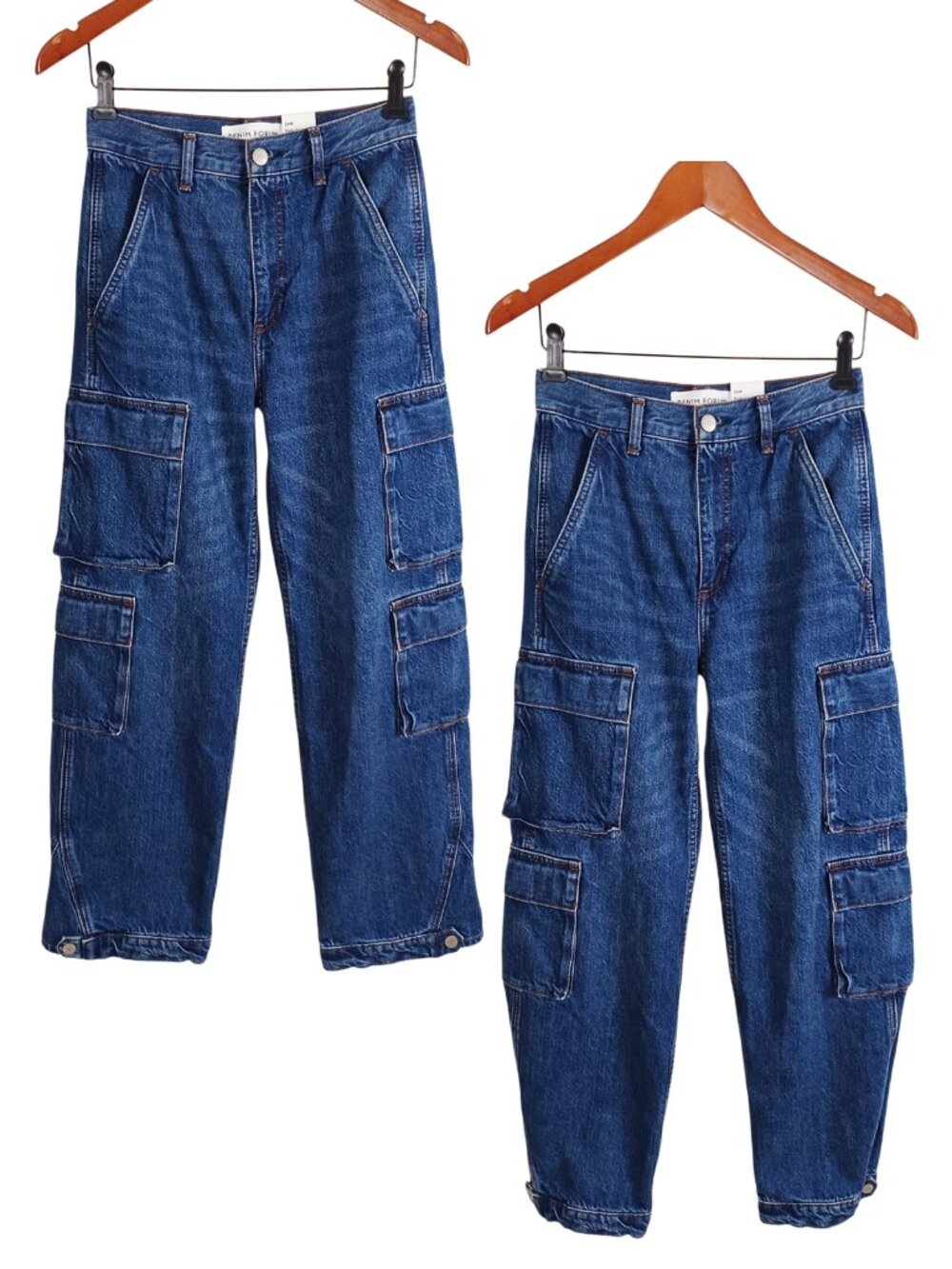 Aritzia Denim Forum 90s Millie High Rise Dark Blue Cargo Jean Size 24